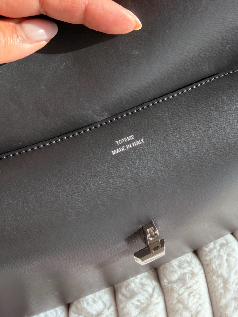 Toteme Black Leather Clutch with Silver Tone Hardware - Picture 6 of 7